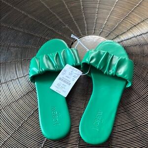 J. Crew Green Flats with Puffy Upper